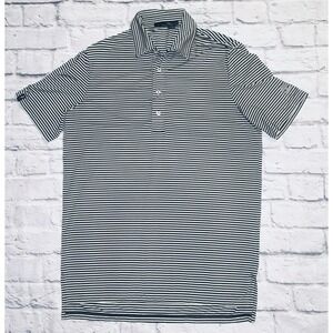 Ralph Lauren RLX Shirt Mens M White Black Striped Golf Polo, Sycamore Golf‎ Club
